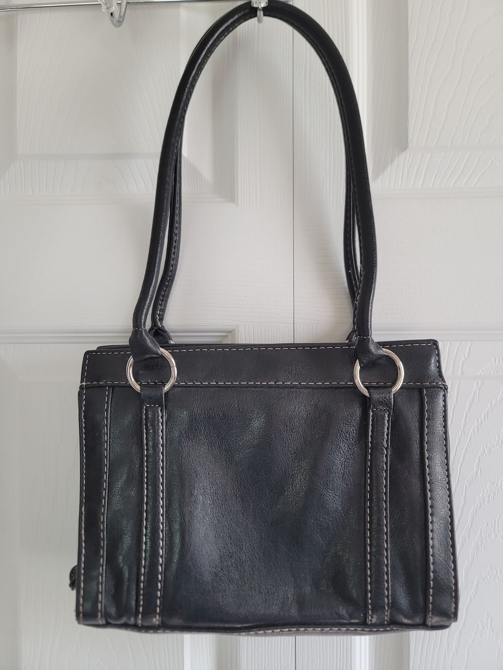 Sag Harbor Black Shoulder Bag with Silver Rings